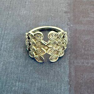 Pewter Spiral Filigree Ring Size 6.25 Boho Statement Jewelry